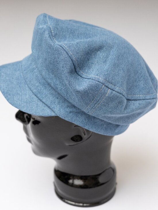 Upcycled Handmade Blue Denim Cadet Military Army Patrol Hat main image 6